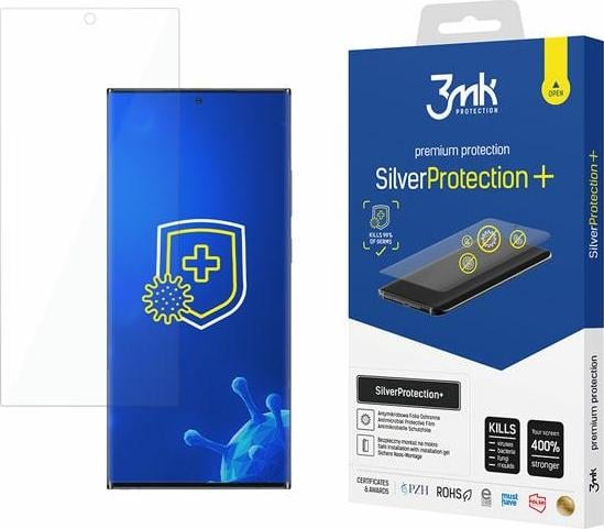 Fletë mbrojtëse 3MK Silver Protect+, Samsung Galaxy S22 Ultra, antimikrobike, transparente