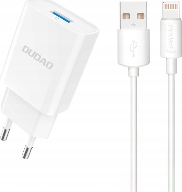 Karikues muri Dudao A4EU, USB A 2.1A, kabllo USB A Lightning, i bardhë