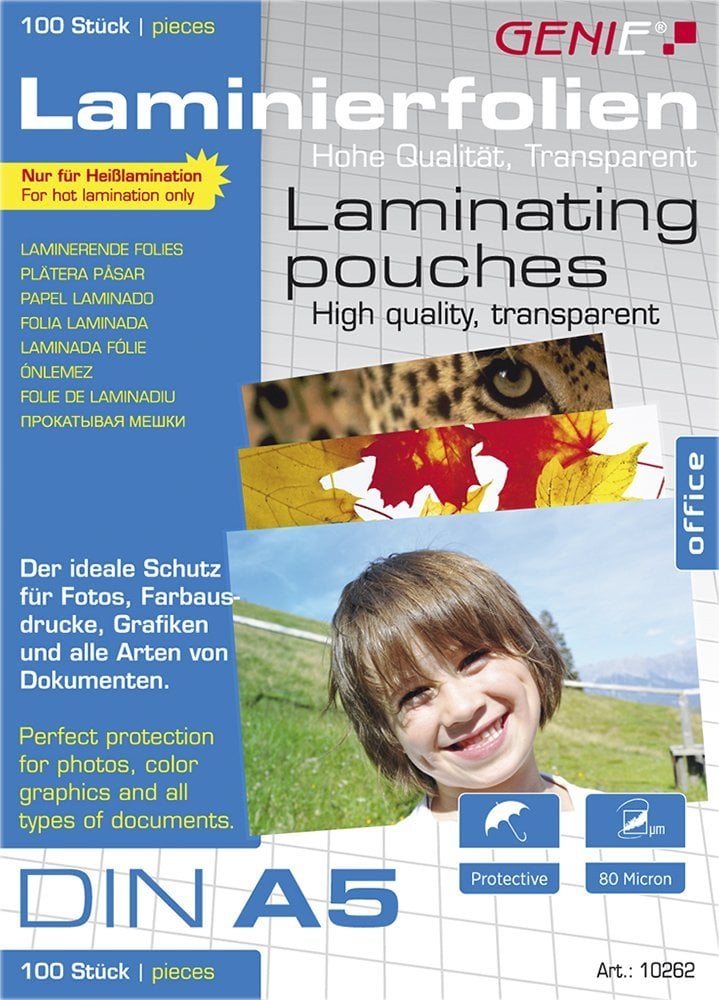 Fletë plastifikimi Genie A5, 100 copë, transparente