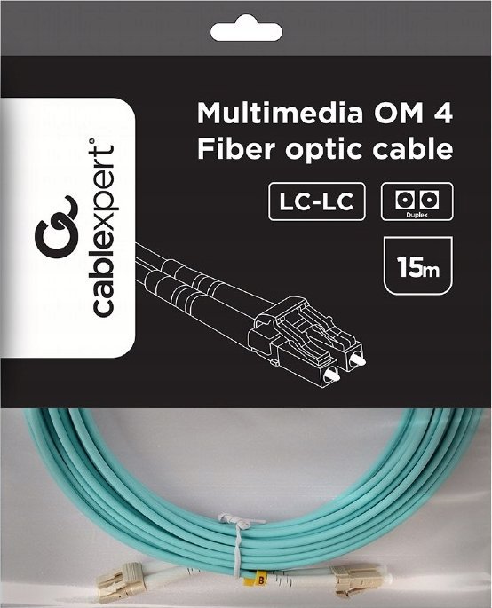 Оптички кабел мултимод OM4 дуплекс LC LC, 50/125, 15m, тиркизен