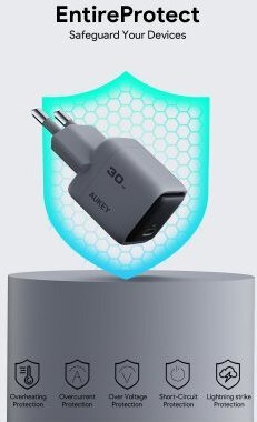 Karikues rrjeti Aukey Comet Mini, 30W, 1 port, gri