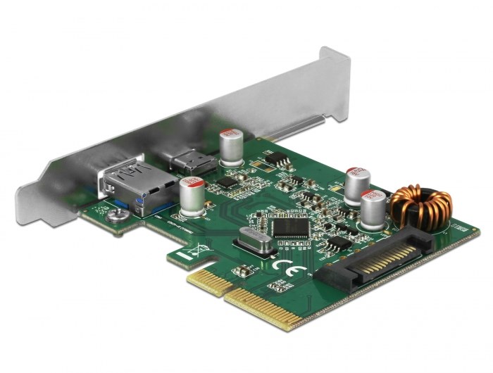 Kartë PCIe Delock, 1x USB-C + 1x USB-A, 10Gbps