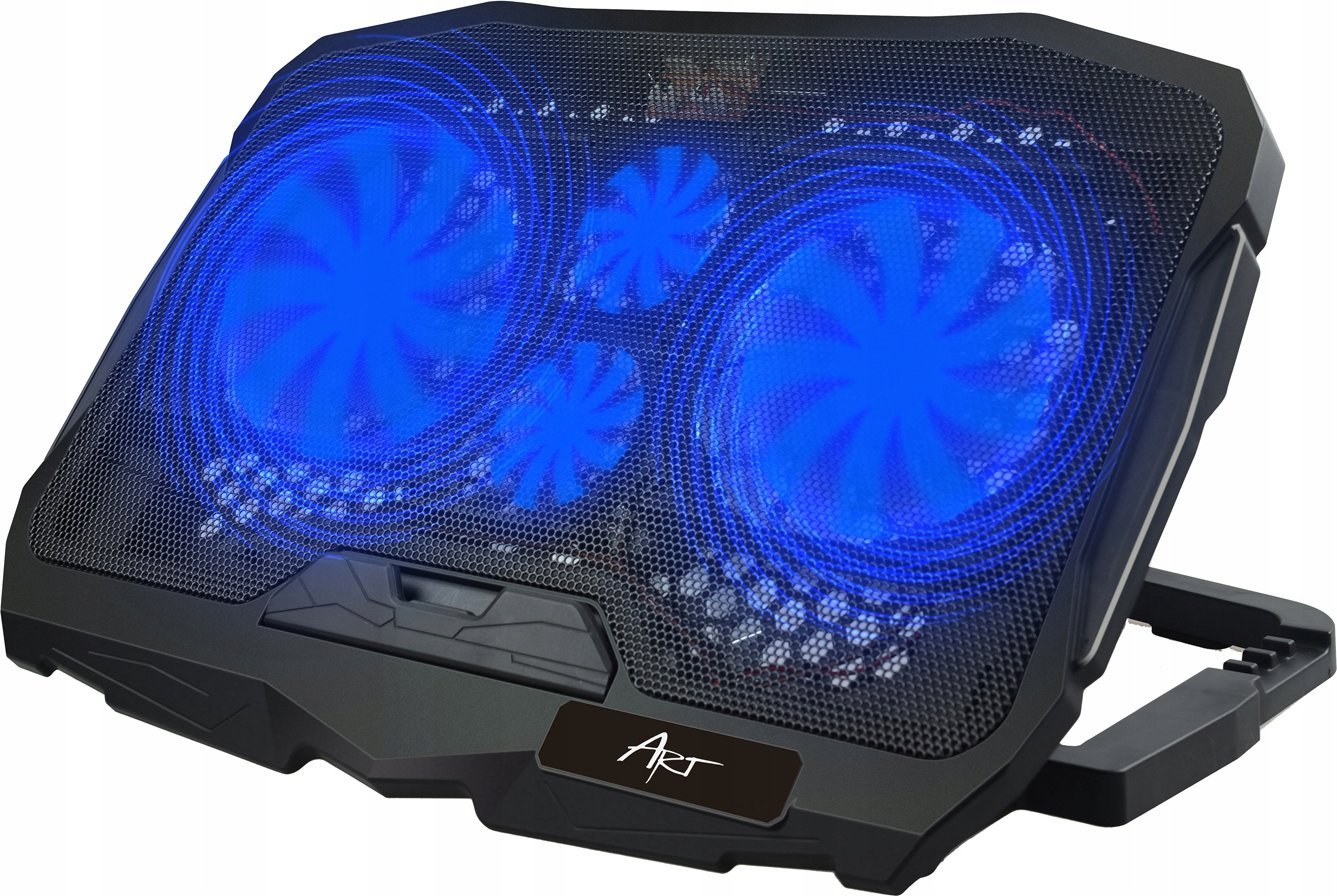 Stendë ftohëse për laptop ART P4, 4 ventilatorë, LED, për 9-17"