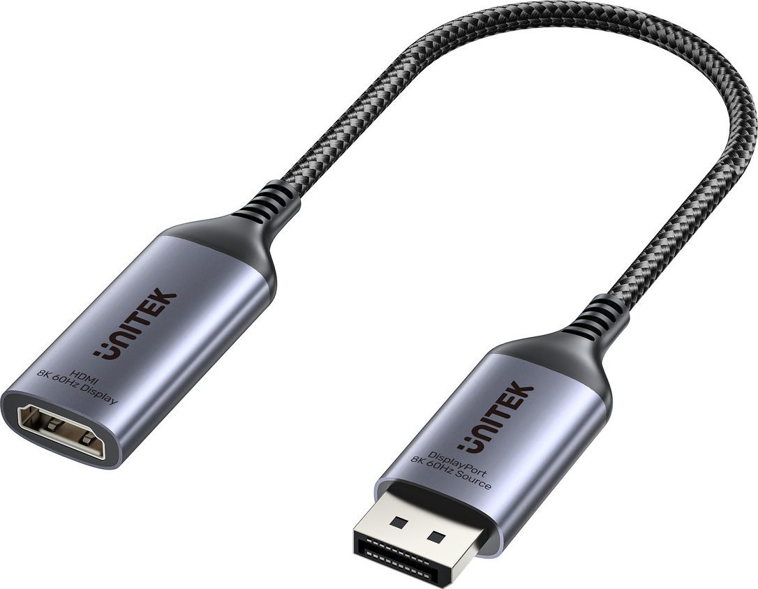 Adapter DisplayPort 1.4 në HDMI 2.1 Unitek, 8K 60Hz, set 2 copë, i zi