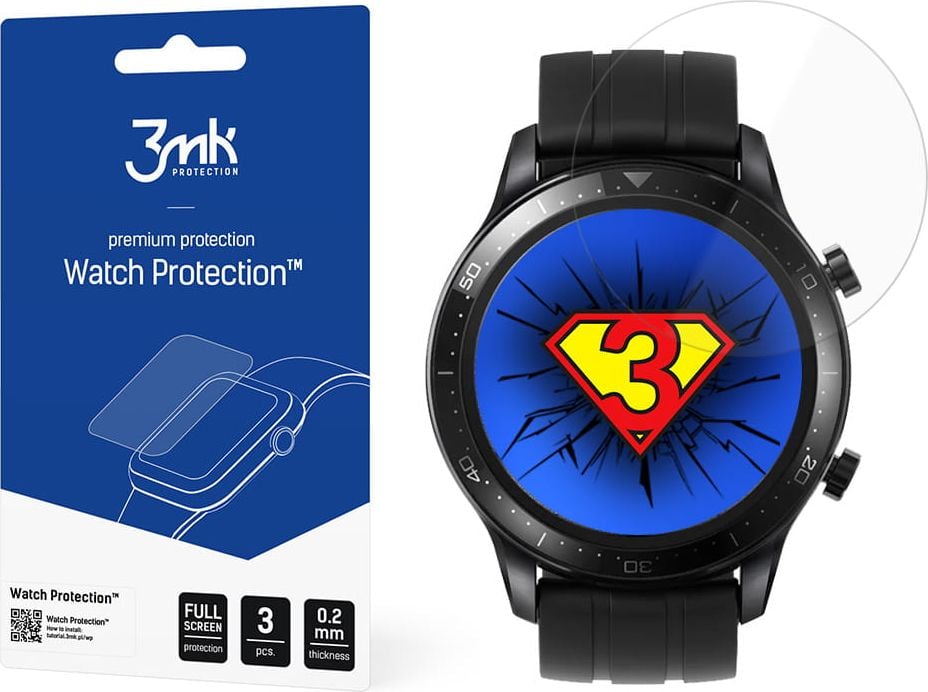 Mbrojtës ekrani 3MK FlexibleGlass Realme Watch S Pro, xham hibrid, transparent