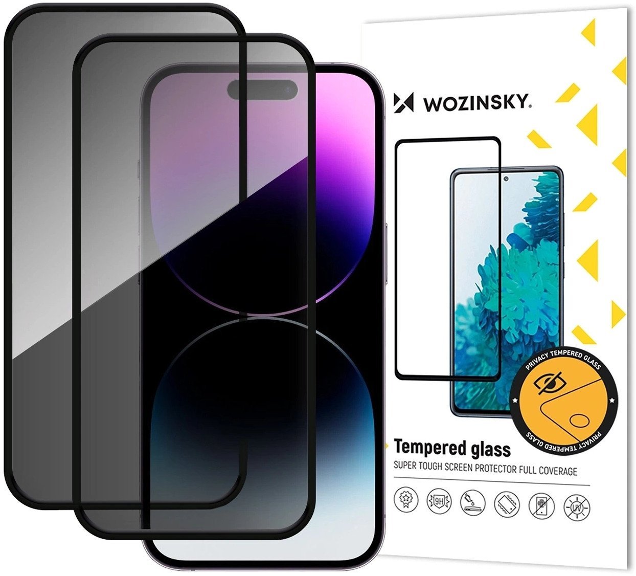 Xham mbrojtës Wozinsky Privacy Glass për iPhone 17 Air, 2 copë, privacy, i zi
