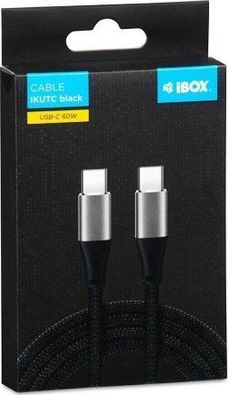 Kabllo USB iBOX IKUTC2B, USB C në USB C, 2m, 60W, e zezë