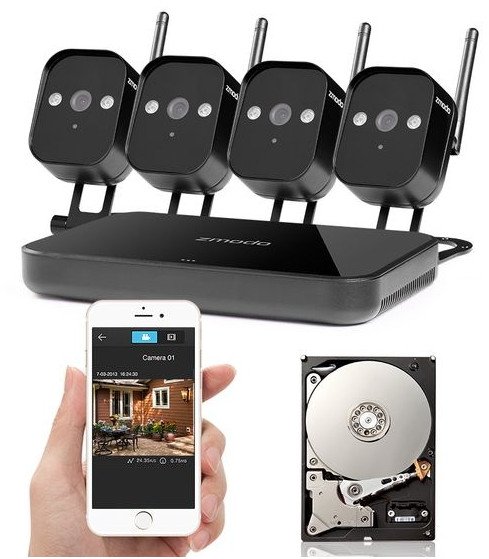 Sistem sigurie Zmodo 4CH HD Mini Home, 720p, wireless, 1TB HDD, IP65