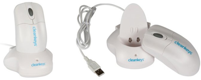 Maus CleanKeys CKM2W, wireless 2.4 GHz, 3 butona, i bardhë