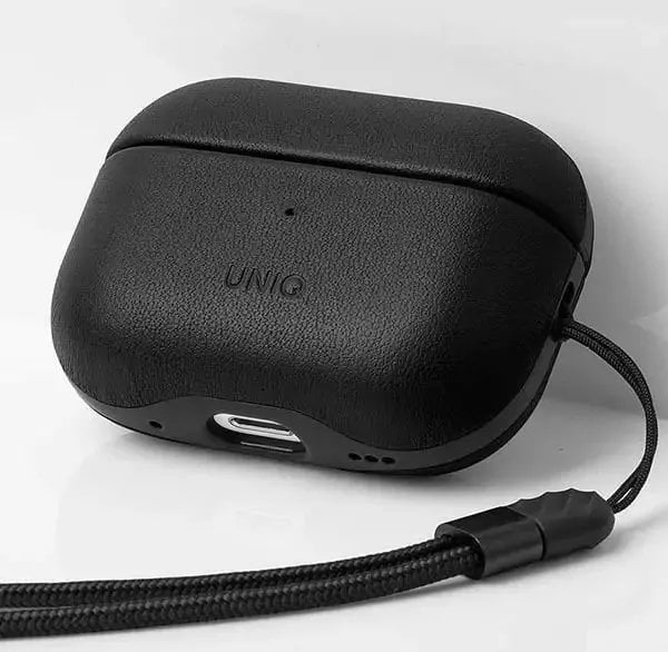 Këllëf Uniq Terra për Apple AirPods Pro 2, lëkurë natyrale, i zi