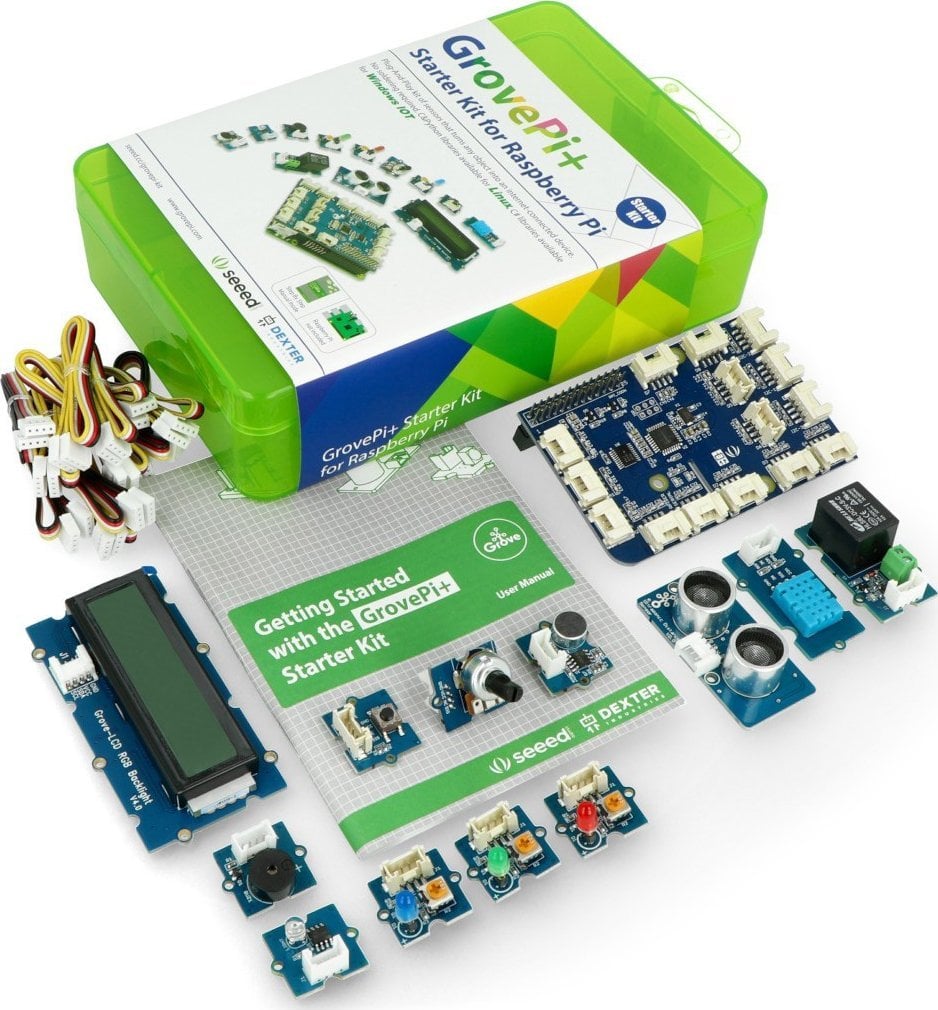 Set startues Seeedstudio GrovePi Plus për Raspberry Pi, me sensorë dhe module IoT, shumëngjyrësh