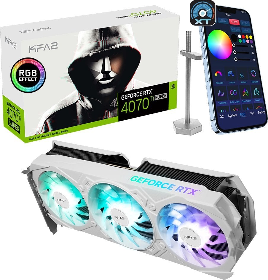 Kartelë grafike KFA2 GeForce RTX 4070 Ti SUPER EX Gamer White 1-Click OC 16GB GDDR6X