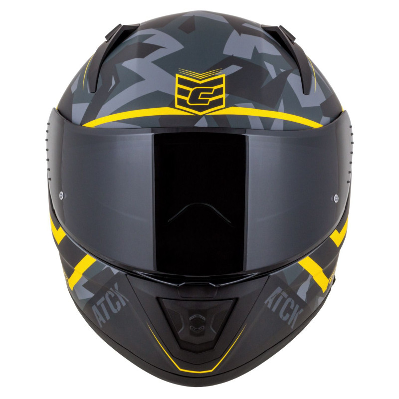 Helmetë motoçiklete Cassida Aero ATCK, integrale, me 2 vizore, gri kamuflazh e zezë e verdhë neon
