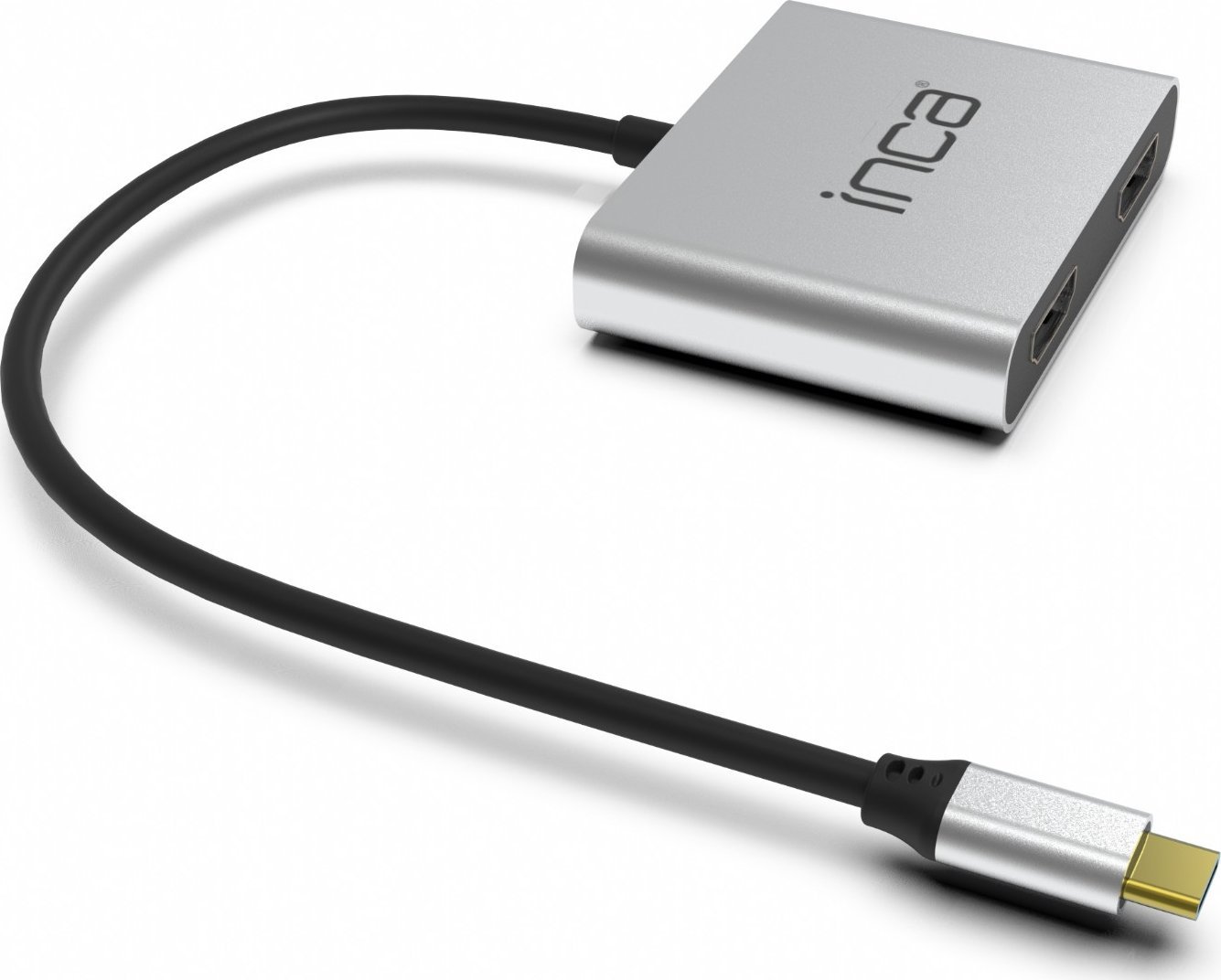 Adapter USB C Inca ITPC-4, 2x HDMI 4K 30Hz, USB A, USB C, gri