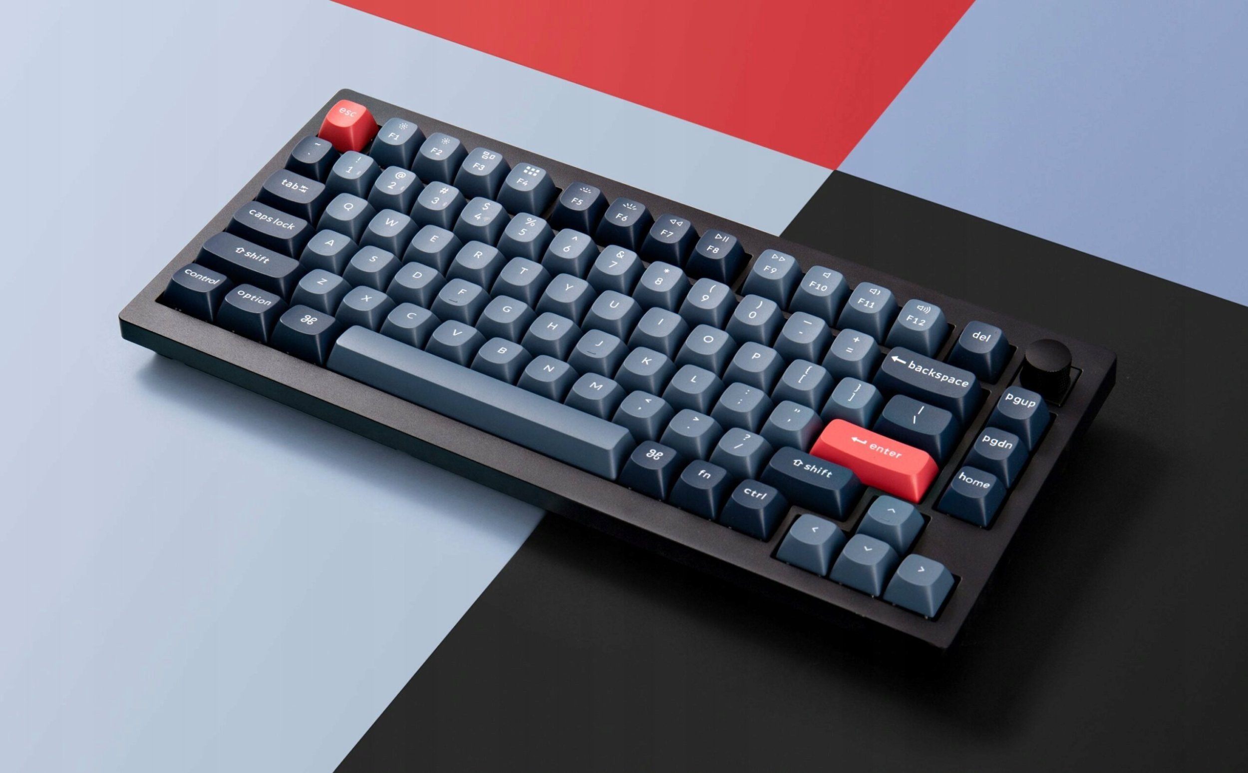 Tastierë mekanike wireless Keychron V1 Max, RGB, Gateron Jupiter Red, me knob, carbon black