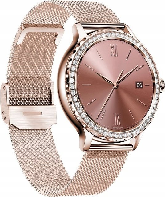 Smartwatch për gra Veltori VT320-1, ekran 1.30", Bluetooth 5.0, ar me rrip rozë