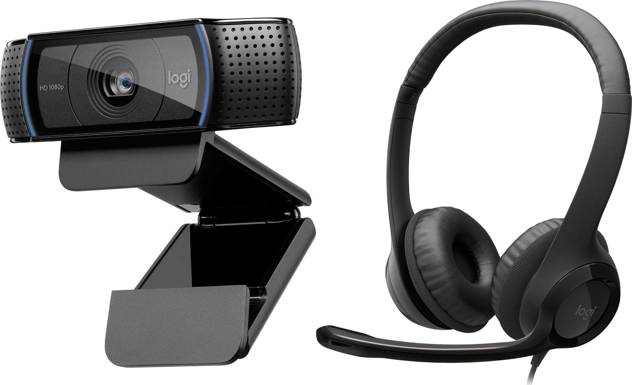 Set webcam dhe kufje Logitech C920 HD Pro dhe H390, Full HD, USB, i zi