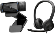 Set webcam dhe kufje Logitech C920 HD Pro dhe H390, Full HD, USB, i zi