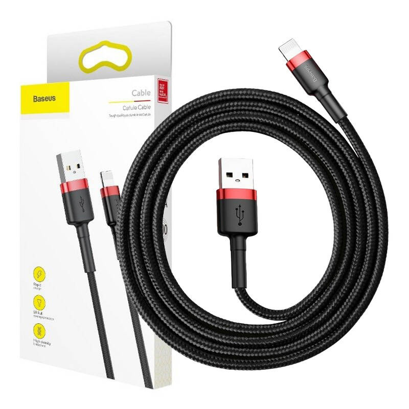 Kabllo USB në Lightning Baseus, 2 m, 1.5A, e kuqe