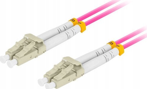 Kabllo patchcord fibër optike MM LC UPC LC UPC OM4, duplex, 3m, vjollcë