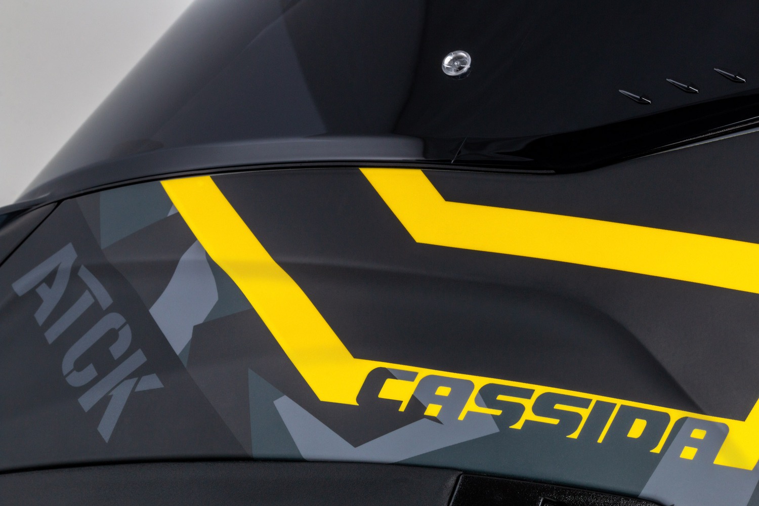 Helmetë moto CASSIDA Aero ATCK, integrale, polikarbonat, gri kamuflazh e zezë e verdhë neon