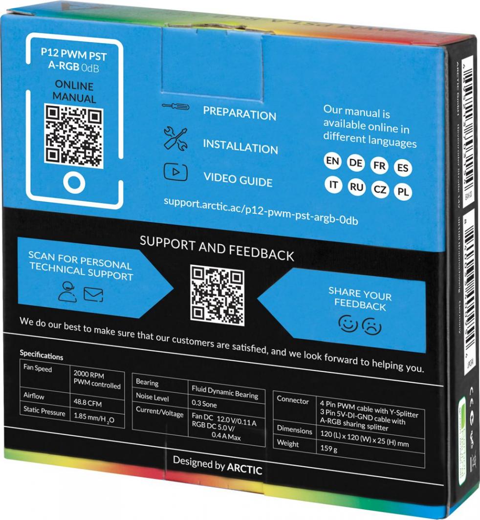 Ftohës Arctic P12 PWM PST A-RGB 0dB, 120 mm