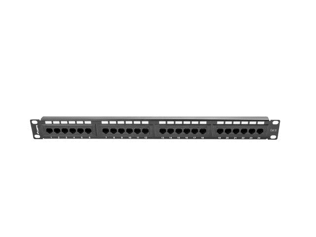 Patch panel Lanberg PPU6-1024-B, 24x RJ-45 Cat.6, 1U 19", i zi