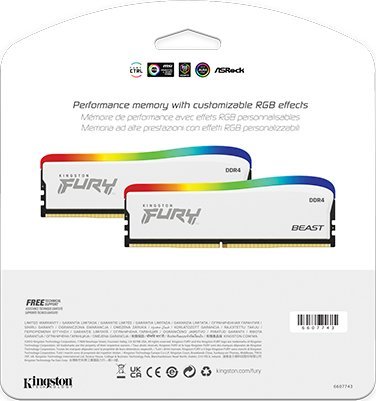 Memorie Kingston Fury Beast RGB Special Edition, DDR4, 16 GB, 3600 MHz, CL17, KF436C17BWAK2/16