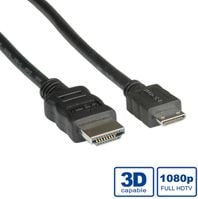 Kabllo HDMI ROLINE High Speed me Ethernet, HDMI në Mini HDMI, 2m, e zezë