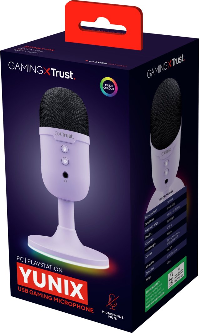 Mikrofon tavoline Trust GXT 234P Yunix, RGB, USB, lejla
