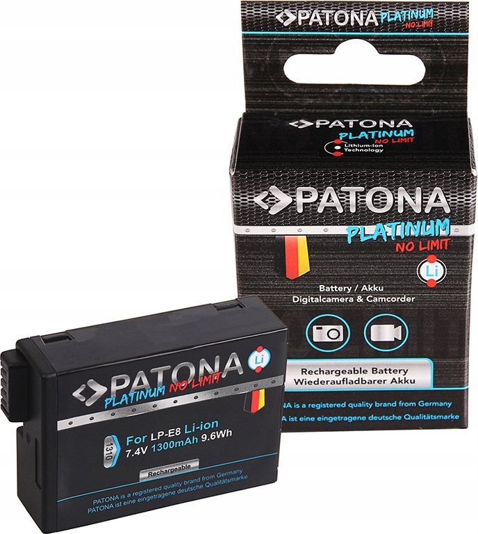 Bateri aparat fotografik PATONA Pro Canon LP-E8, 1300mAh, Li Ion