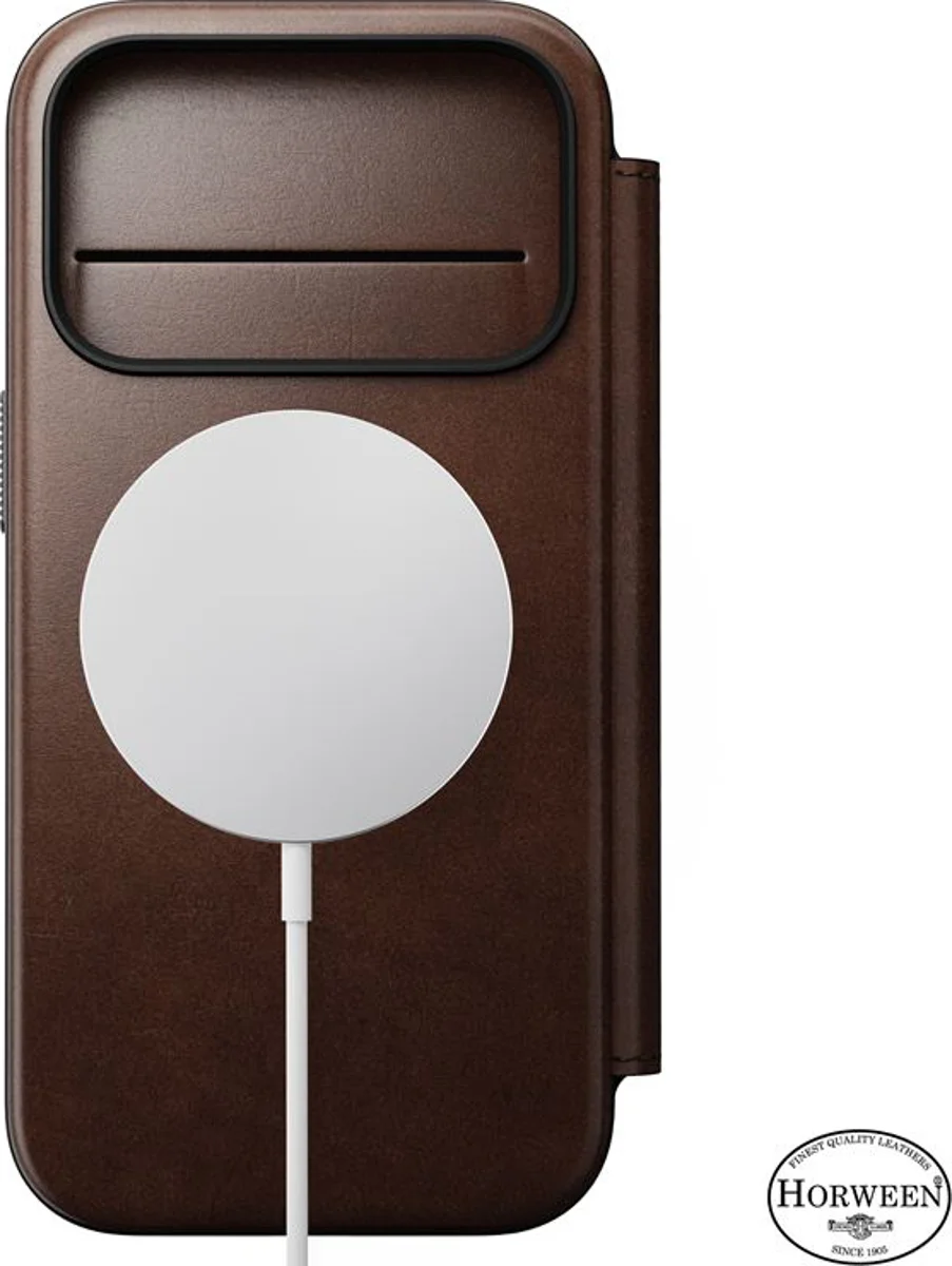 Këllëf folio Nomad Modern Leather, për iPhone 17 Pro, lëkurë Horween, kafe rustic