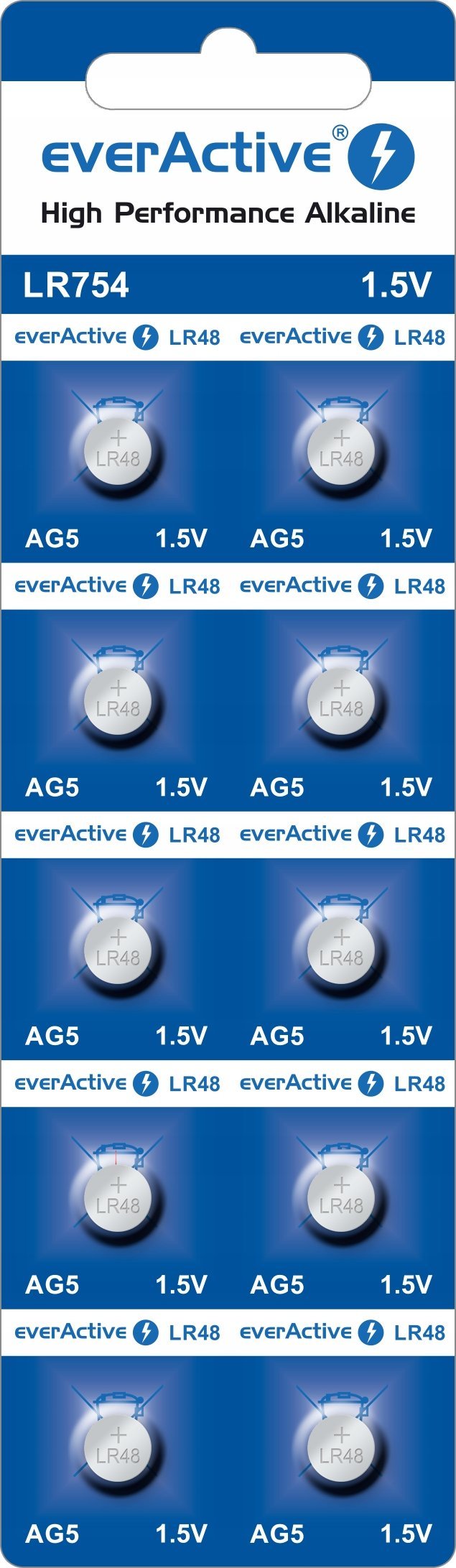 Bатерии алкални Everactive LR754 AG5, 1.5V, пакување 10 парчиња