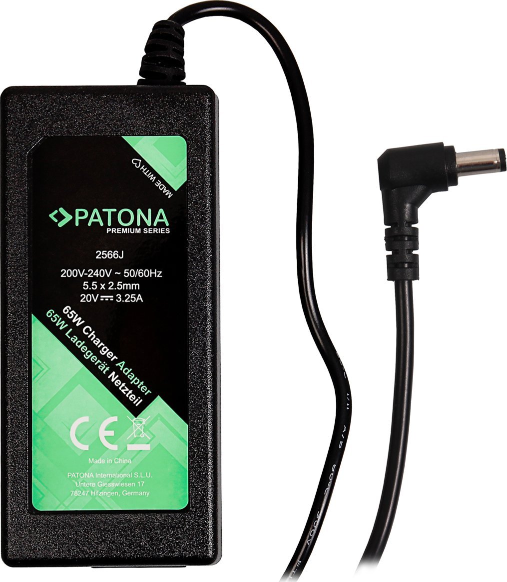 Адаптер полнач за лаптоп PATONA, 20V 3.25A 65W, конектор 5.5x2.5mm, црн