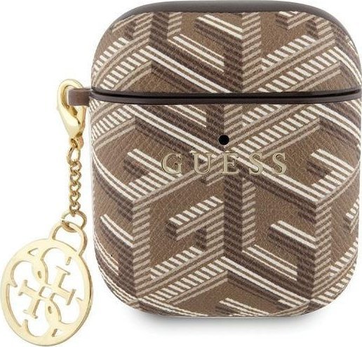 Mbulesë Guess GUA2PGCE4CW GCube Charm për AirPods 1/2, lëkurë ekologjike, kafe