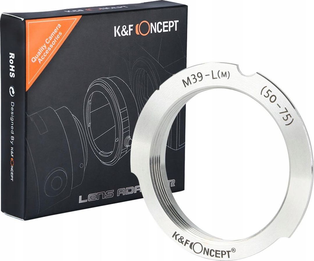 Adapter lente K&amp;F Concept KF06.277, Leica M në M39, 50-75mm, i zi