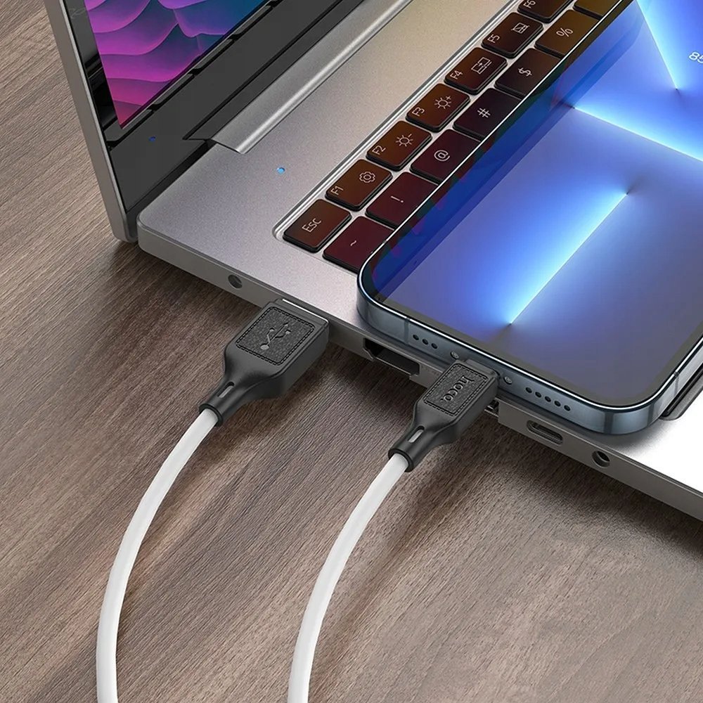 Kabllo karikimi Hoco X90, USB A në Lightning, 1 m, 2.4A, e bardhë