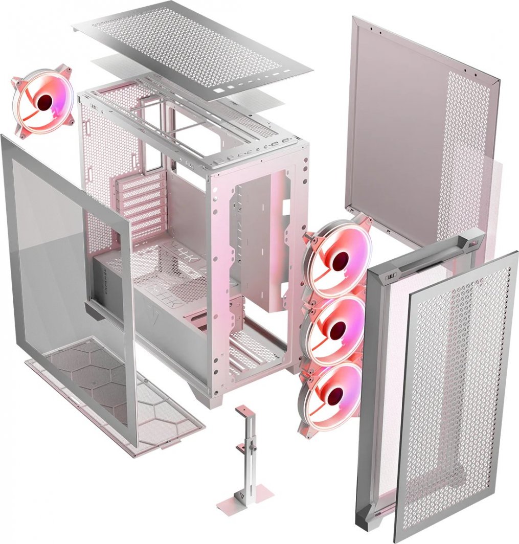 Kasë Modecom Volcano Expanse T Apex ARGB, e bardhë, Midi Tower