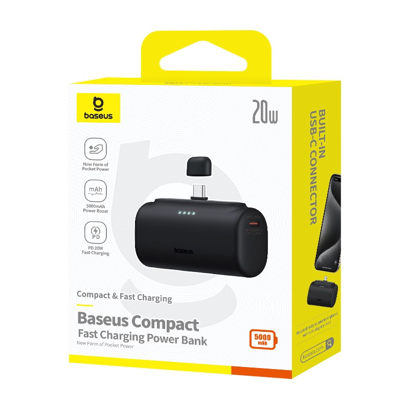 Power bank Baseus Compact, 5000mAh, 20W USB-C, i zi