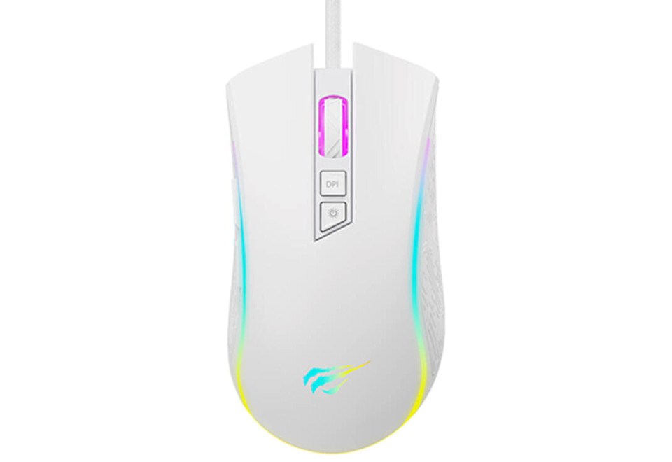 Mouse gaming Havit MS1034, me kabllo, 4800 DPI, RGB, i bardhë