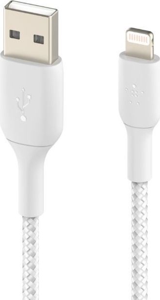 Kabllo karikimi Belkin CAA002, USB A në Lightning, 2 m, e bardhë
