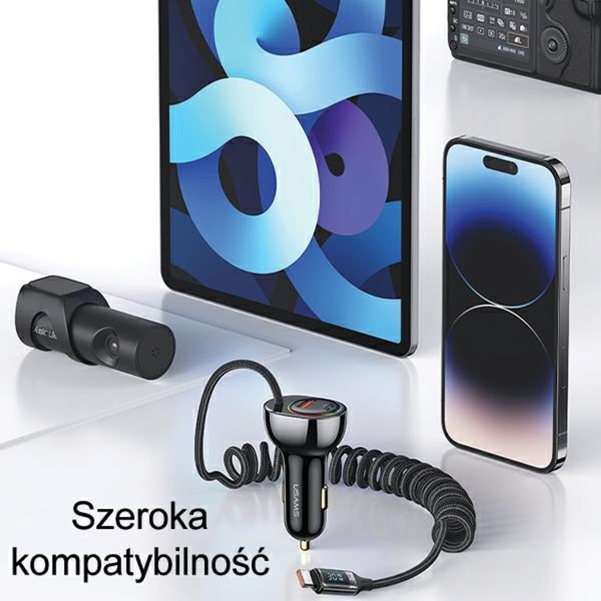 Karikues veture Usams C37, 60W PD QC, 1xUSB 1xUSB C, i zi