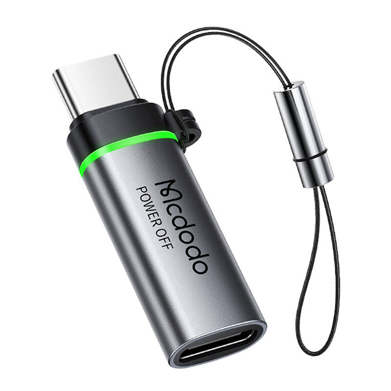 Adapter USB C Mcdodo OT-2450, USB C në USB C, fikje automatike, gri metalik