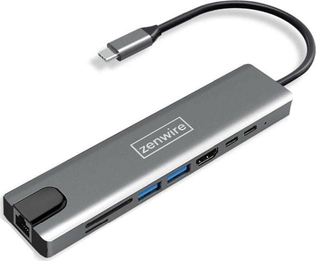 Adapter HUB 9in1 ZENWIRE USB C, HDMI 4K, RJ45, gri Space Grey