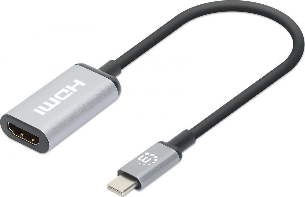 Adapter USB Manhattan USB-C 3.2 në HDMI, 4K 60Hz, gri