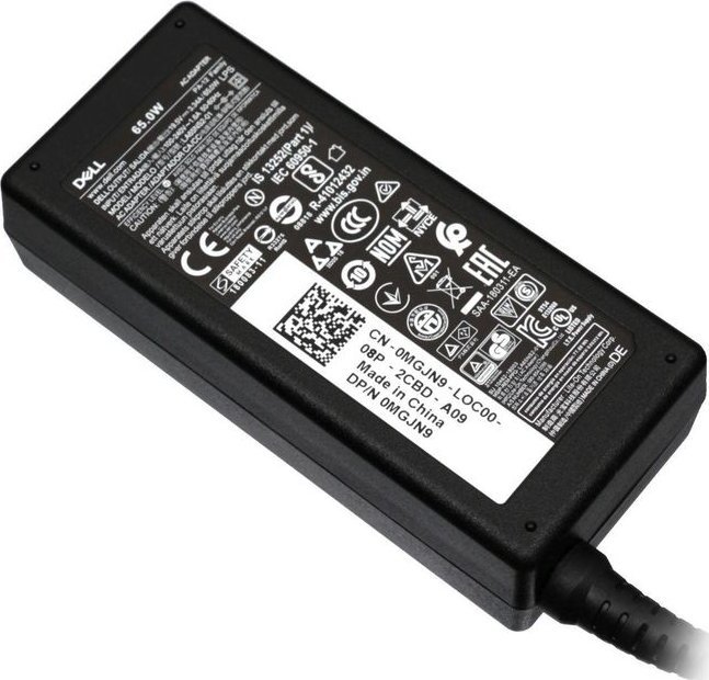 Adapter karikues për laptop Dell 65W, barrel 4.5 x 3mm, prizë UK, i zi