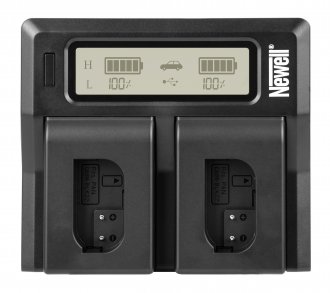 Karikues dykanalësh Newell DC-LCD për DMW-BLK22, me ekran LCD, për makinë dhe prizë, i zi