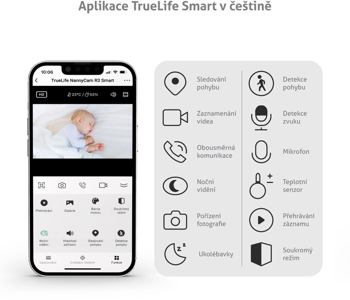 [OUTLET] Kamerë për bebe TrueLife NannyCam R3 Smart, e bardhë