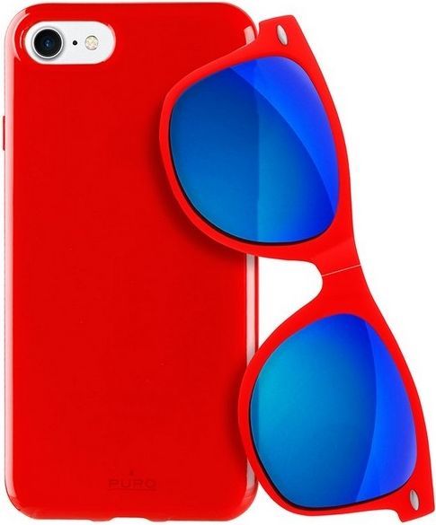 Puro Sunny Kit сет, заштита за iPhone 7/8+ и очила за сонце, црвена