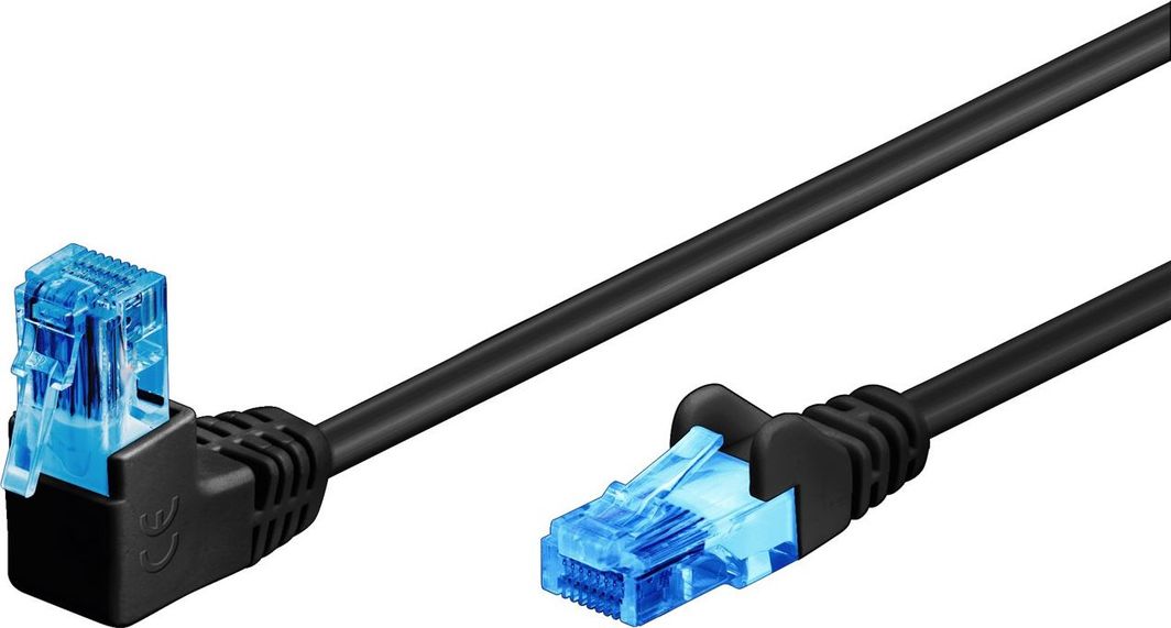 Kabllo rrjeti Goobay CAT6A, RJ45 90°, 3m, e zezë